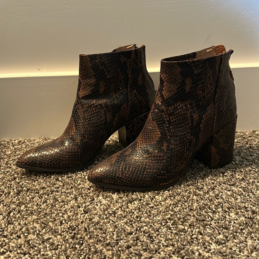 Snake ankle boots